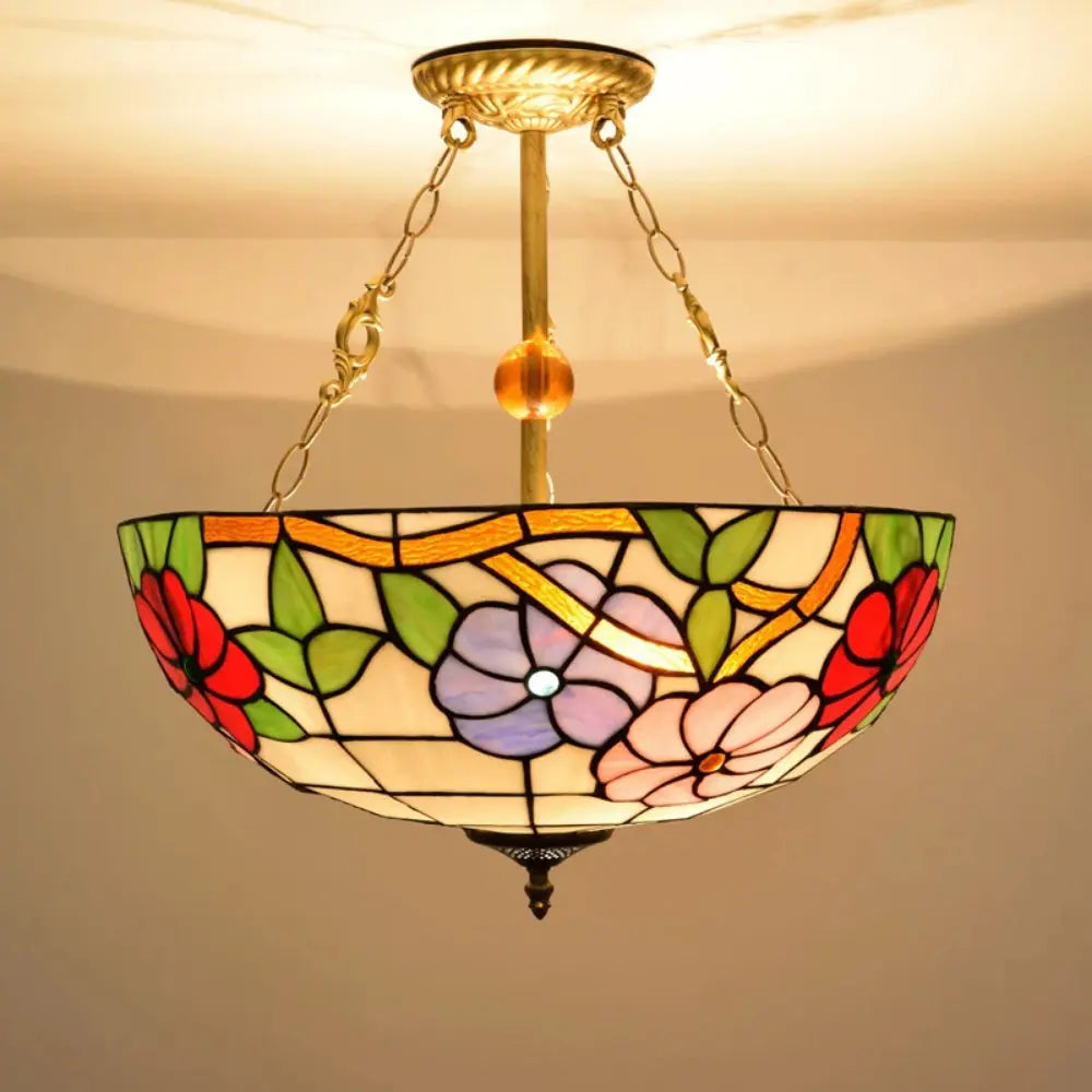 20inch 50cm Stained Glass Morning Glory Lampshade Vintage Tiffany Style Chandelier - CTL