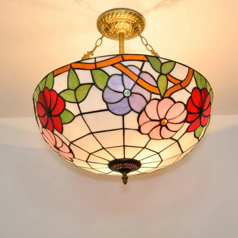 20inch 50cm Stained Glass Morning Glory Lampshade Vintage Tiffany Style Chandelier - CTL