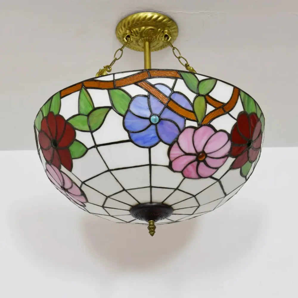 20inch 50cm Stained Glass Morning Glory Lampshade Vintage Tiffany Style Chandelier - CTL