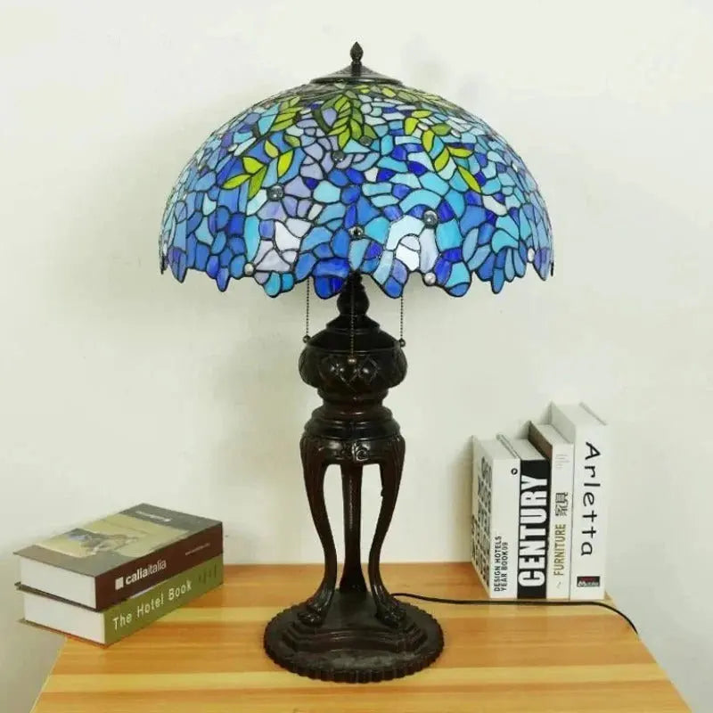 20inch Luxury Tiffany Wisteria Lamp Stained Glass Floral Lampshade Desk Lamps - CTL