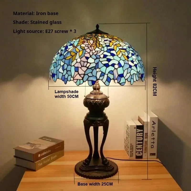 20inch Luxury Tiffany Wisteria Lamp Stained Glass Floral Lampshade Desk Lamps - CTL