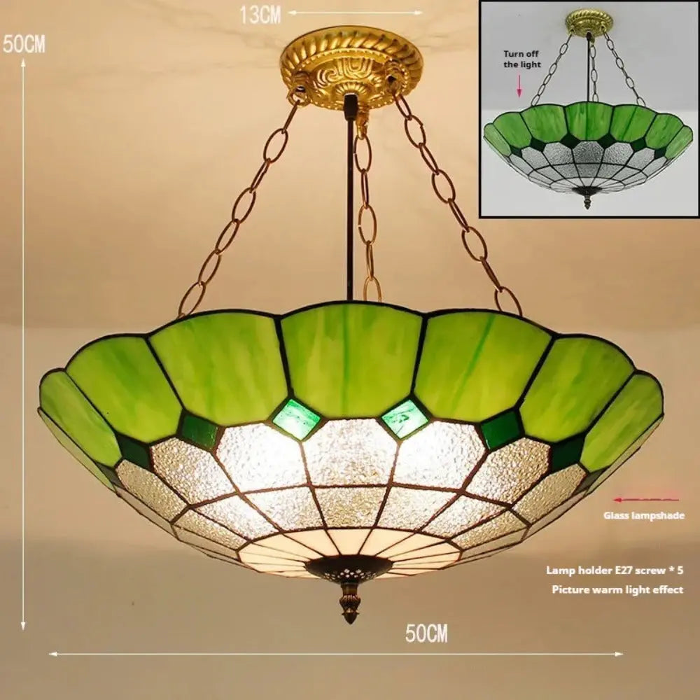 20inch Stained Glass Anti-chandelier Green Lampshade Tiffany Style Chandelier - CTL