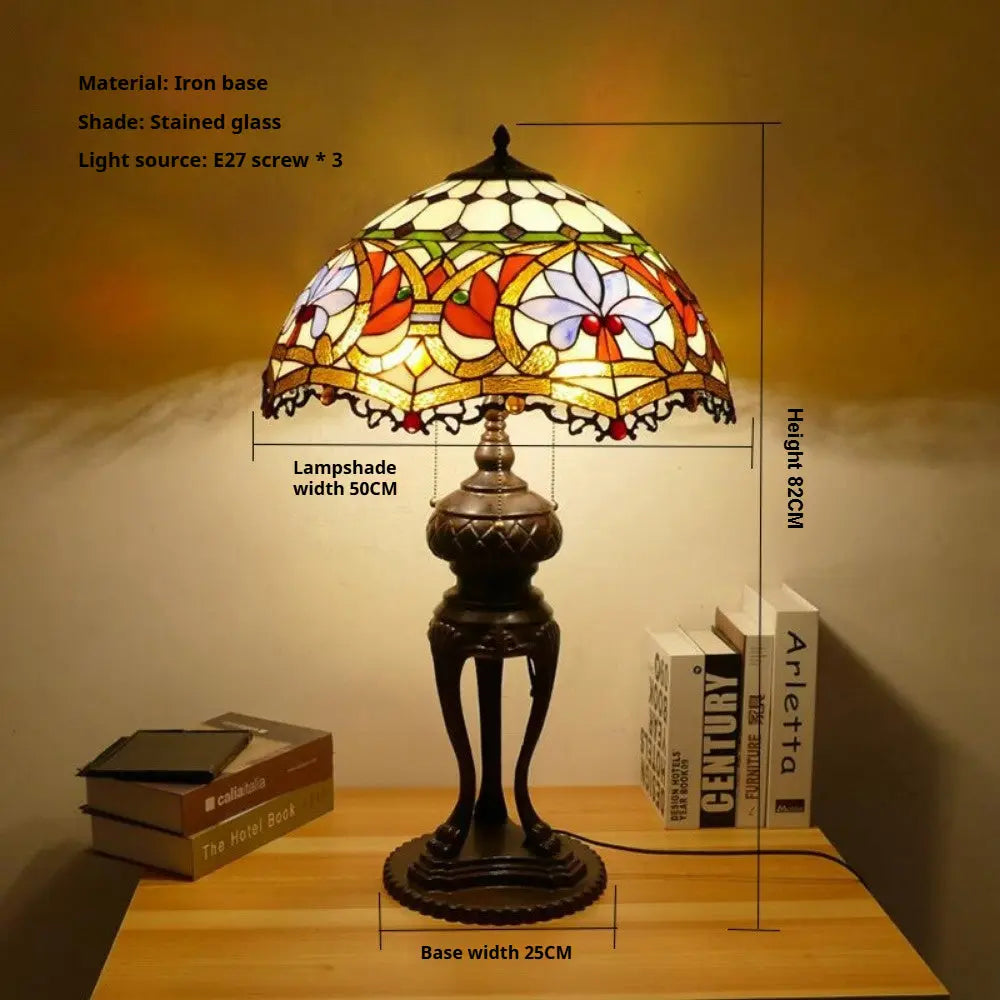 20inch Dragon Tail Baroque Lampshade Vintage Tiffany Bedside Table Lamps - CTL