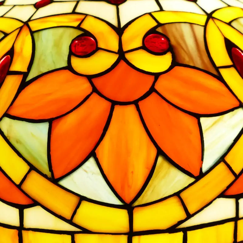 20inch Stained Glass Floral Lotus Lampshade Vintage Tiffany Desk Lamp - CTL