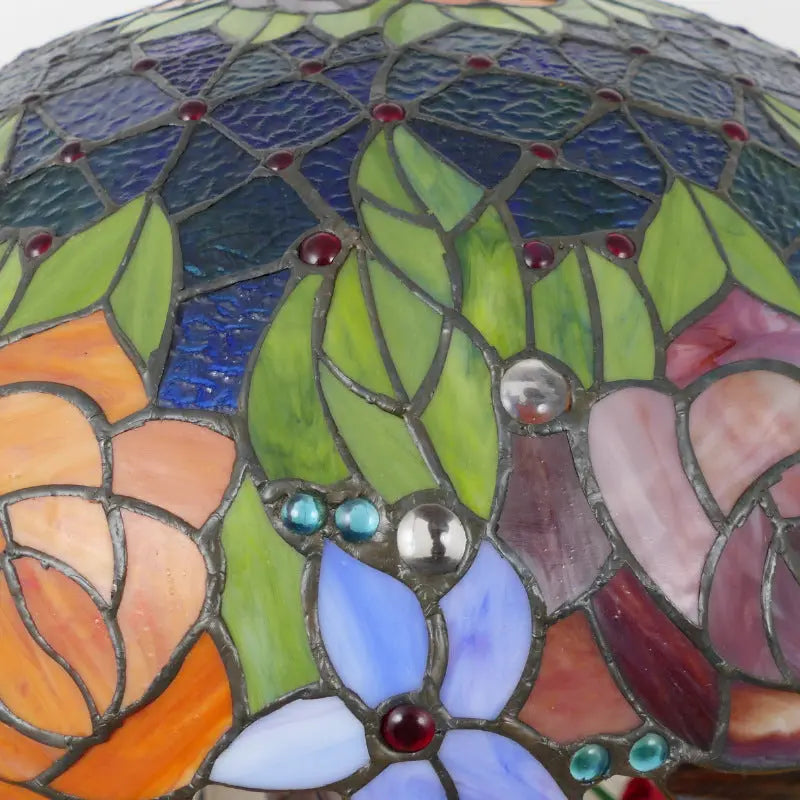 20inch Stained Glass Pastoral Floral Rose Lampshade Vintage Tiffany Desk Lamp - CTL