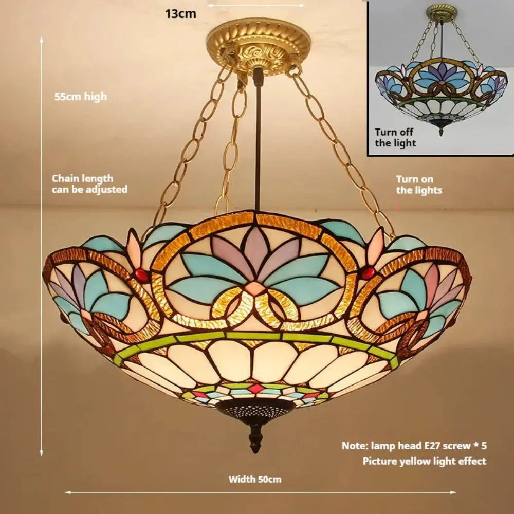 20inch Vintage Tiffany Style Chandelier Stained Glass Baroque Tiffany Anti-chandelier - CTL
