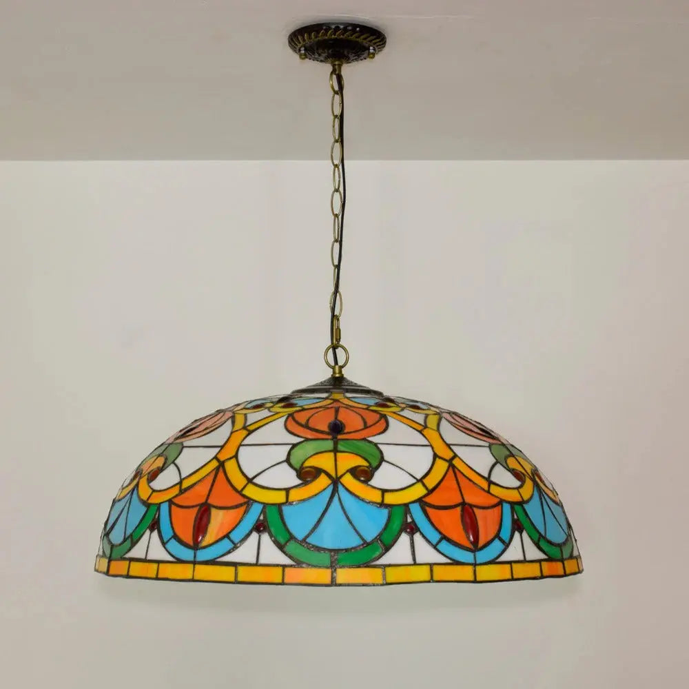 24inch 60cm Tiffany Style Hanging Light Fixtures Stained Glass Lampshade Pendant Lamps - CTL