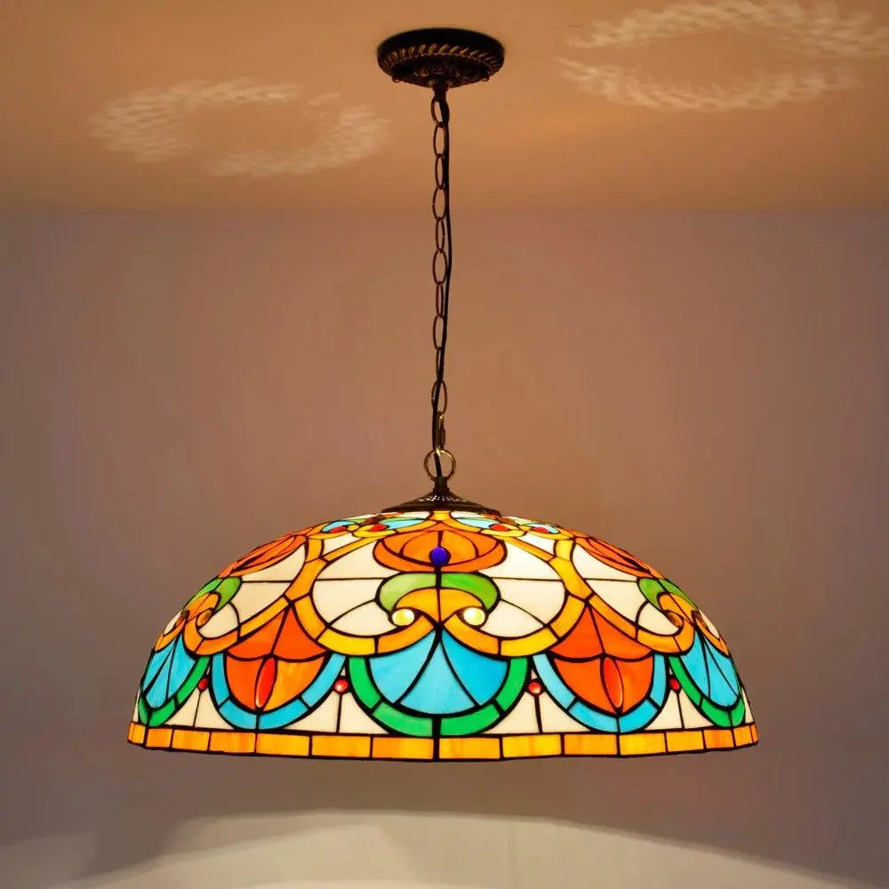 24inch 60cm Tiffany Style Hanging Light Fixtures Stained Glass Lampshade Pendant Lamps - CTL