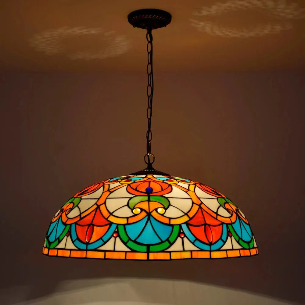 24inch 60cm Tiffany Style Hanging Light Fixtures Stained Glass Lampshade Pendant Lamps - CTL