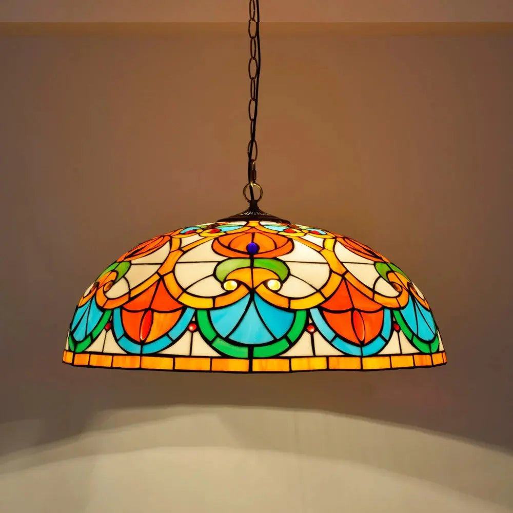 24inch 60cm Tiffany Style Hanging Light Fixtures Stained Glass Lampshade Pendant Lamps - CTL