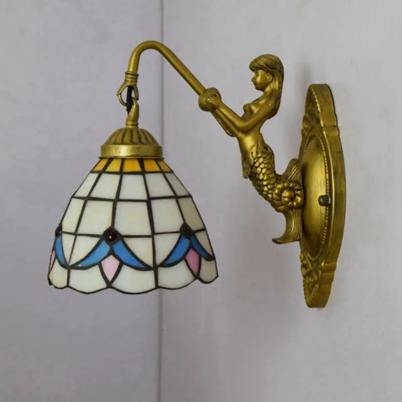 6inch Small Wall Sconce Light Stained Glass Orchid Lampshade Tiffany Wall Lamp - CTL