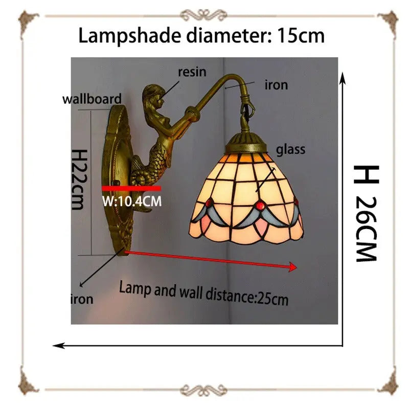 6inch Small Wall Sconce Light Stained Glass Orchid Lampshade Tiffany Wall Lamp - CTL