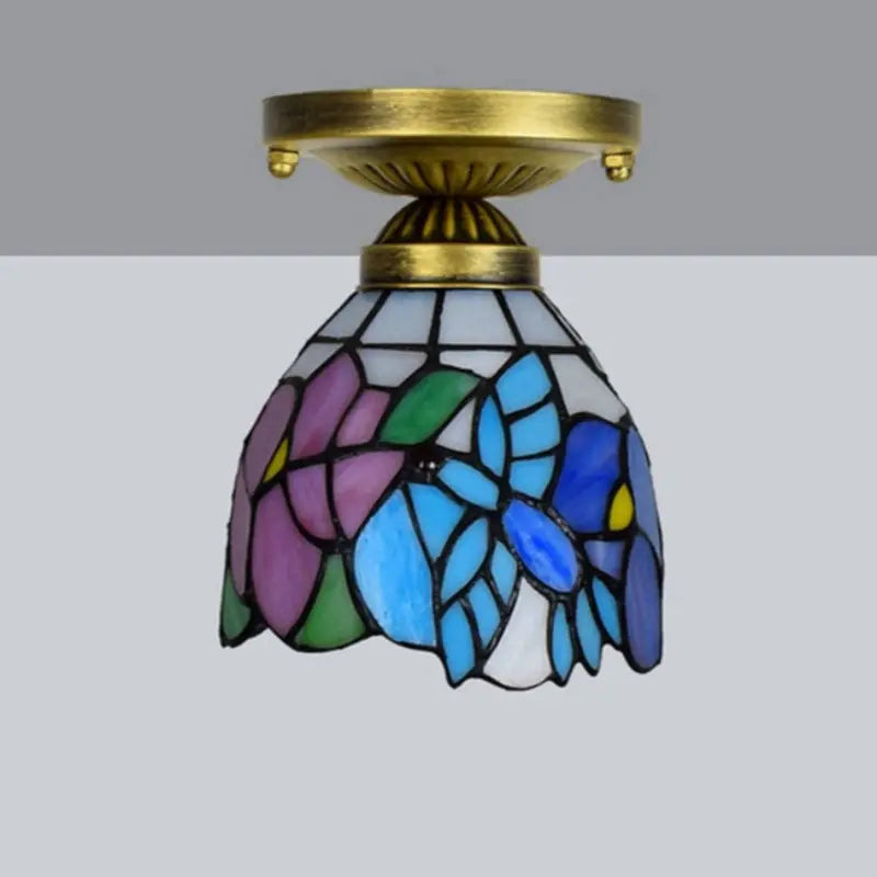 6inch Stained Glass Pink Bird Mini Ceiling Lamp Tiffany Glass Ceiling Light - CTL