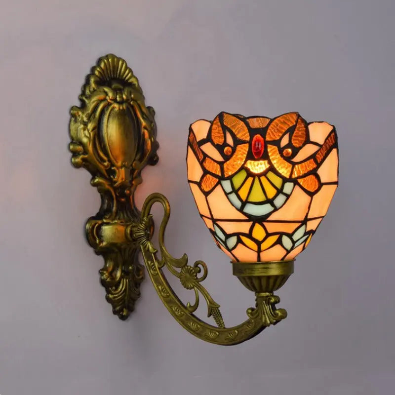6inch 15cm Small Stained Glass Baroque Lampshade Tiffany Wall Sconce - CTL