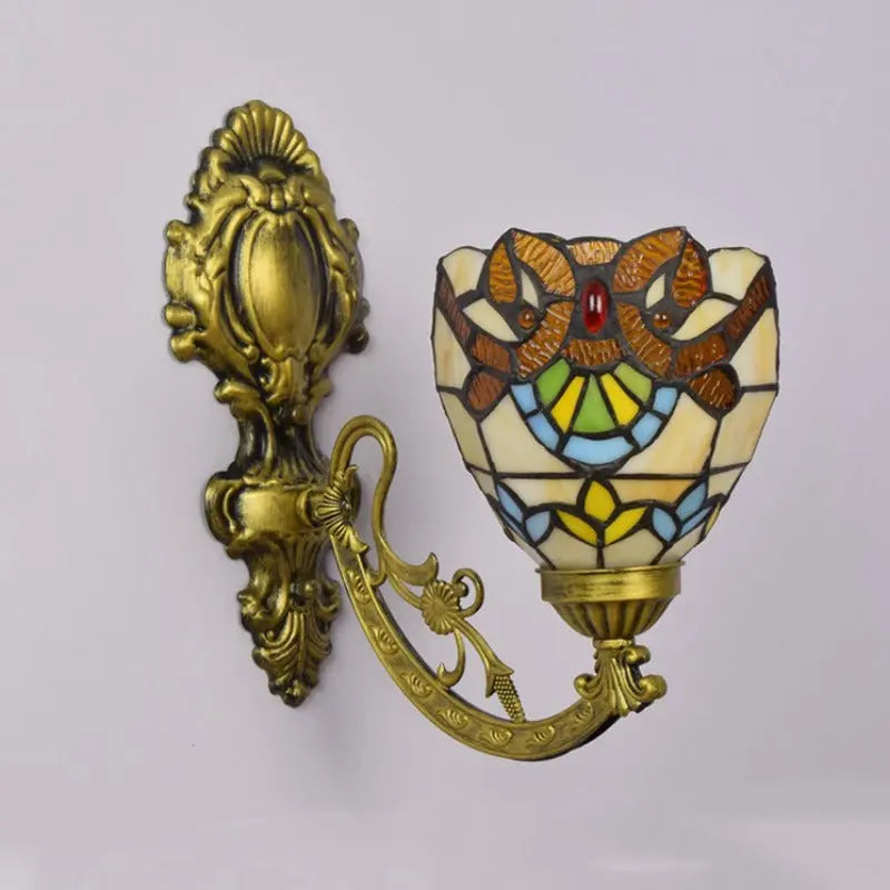 6inch 15cm Small Stained Glass Baroque Lampshade Tiffany Wall Sconce - CTL