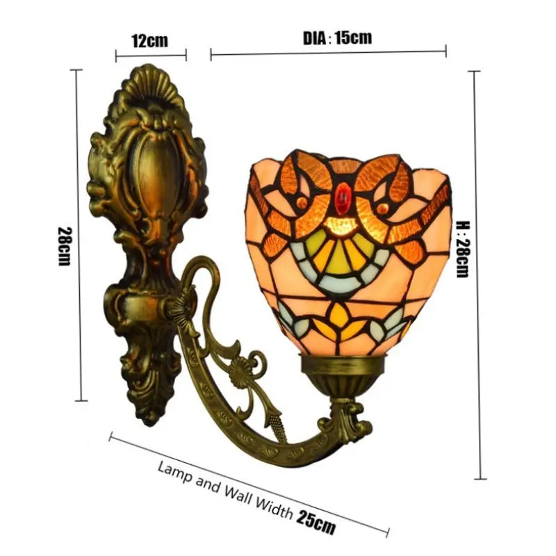 6inch 15cm Small Stained Glass Baroque Lampshade Tiffany Wall Sconce - CTL