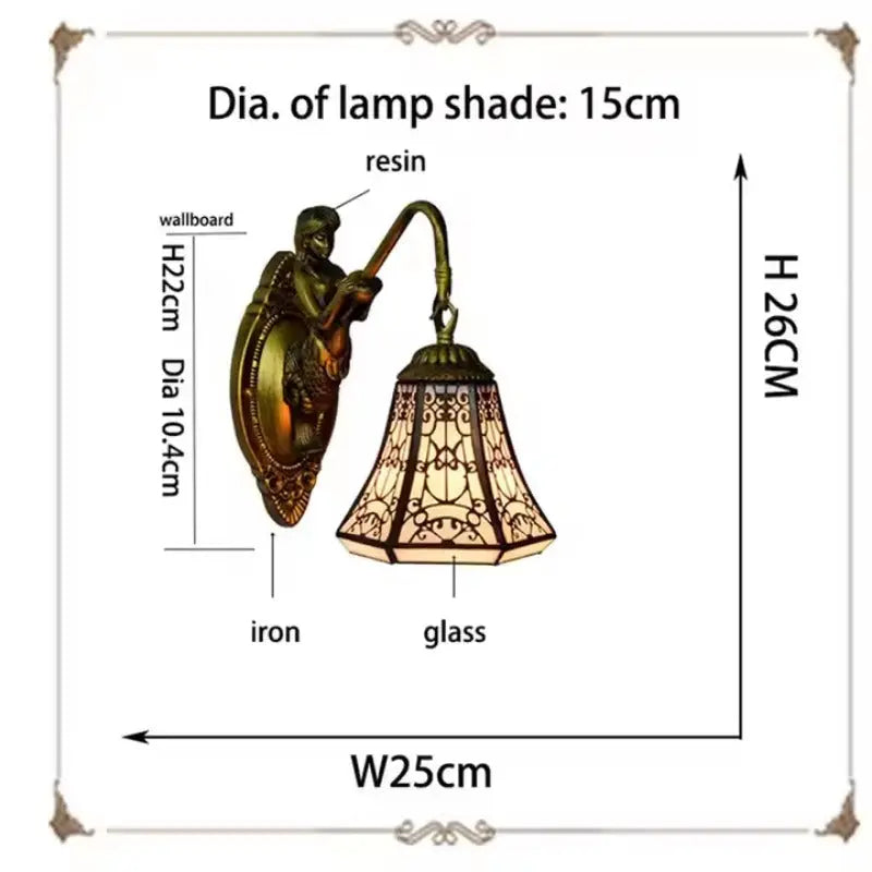 6inch Tiffany Wall Sconce Stained Glass Arabesque Wall Lamps - CTL