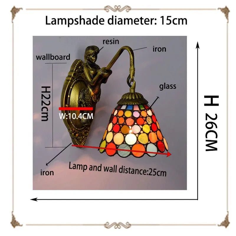 6inch Stained Glass Bohemia Spot Lampshade Tiffany Wall Sconce - CTL