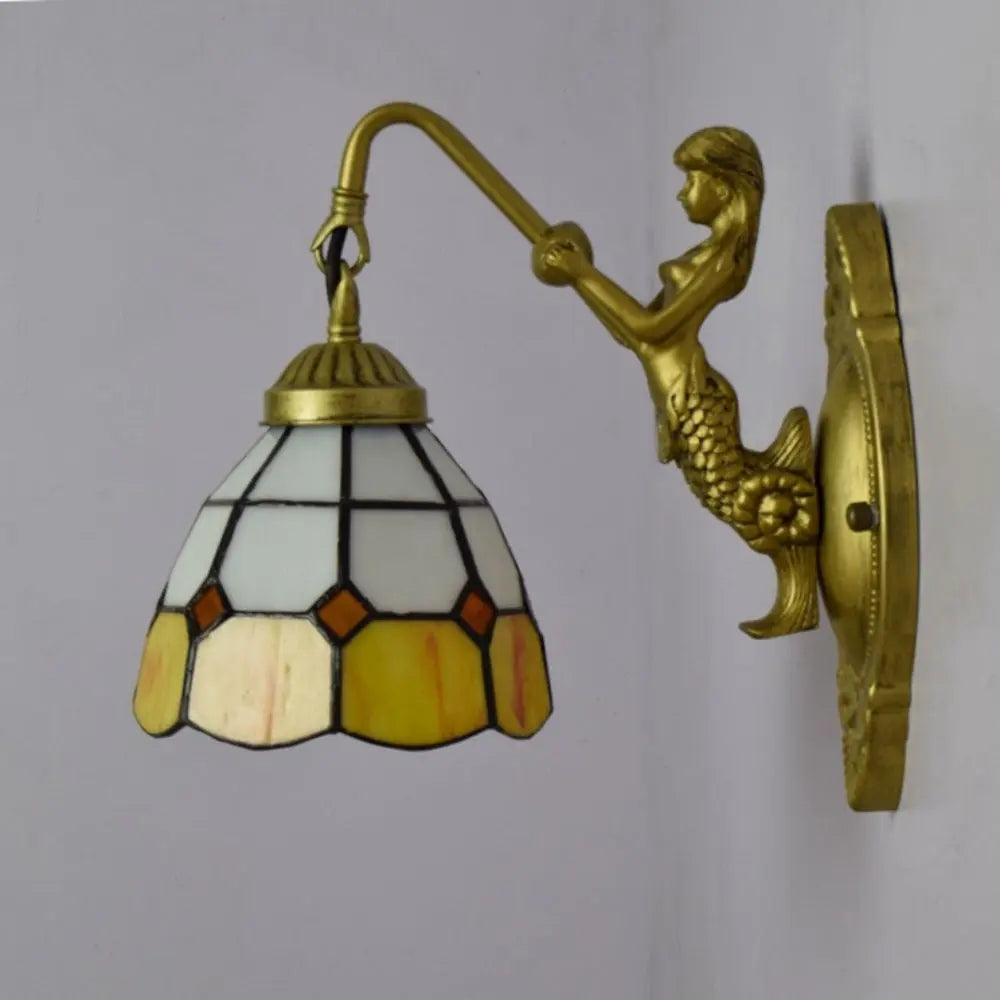 6inch Stained Glass Orange Lampshade Small Tiffany Wall Sconce - CTL