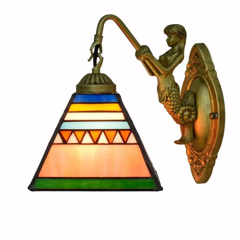 6inch Stained Glass Square Lampshade Tiffany Wall Sconce - CTL