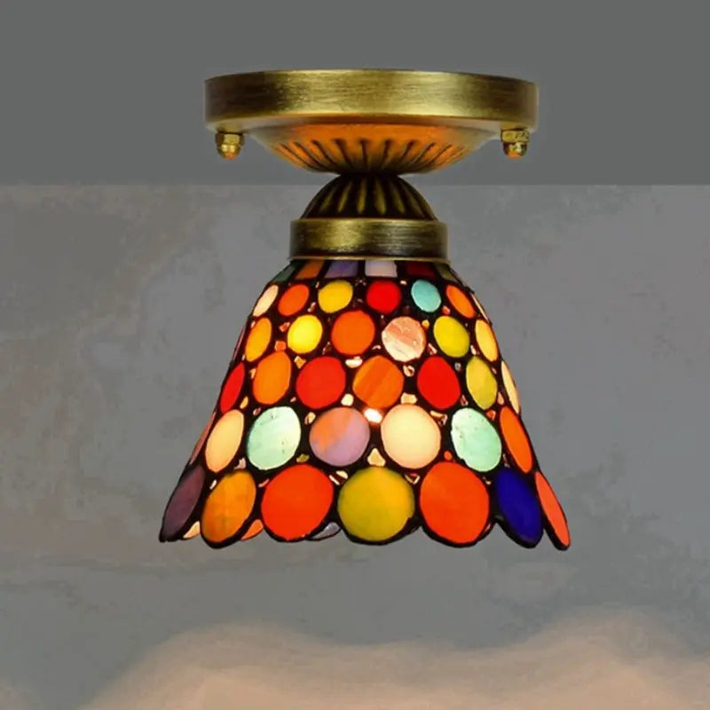 6inch Tiffany Glass Ceiling Light Stained Glass Bohemia Art Mini Lamp - CTL