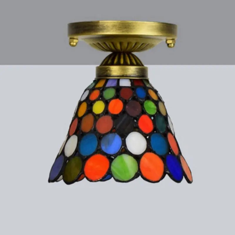 6inch Tiffany Glass Ceiling Light Stained Glass Bohemia Art Mini Lamp - CTL