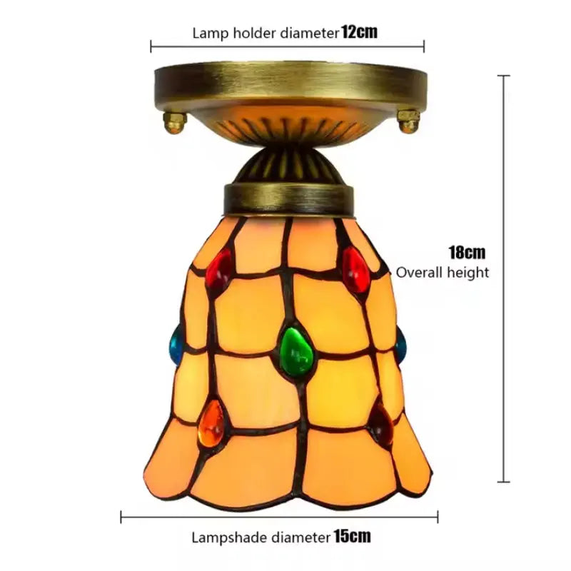 6inch Tiffany Glass Ceiling Light Stained Glass Phoenix Tail Beads Mini Lamp - CTL