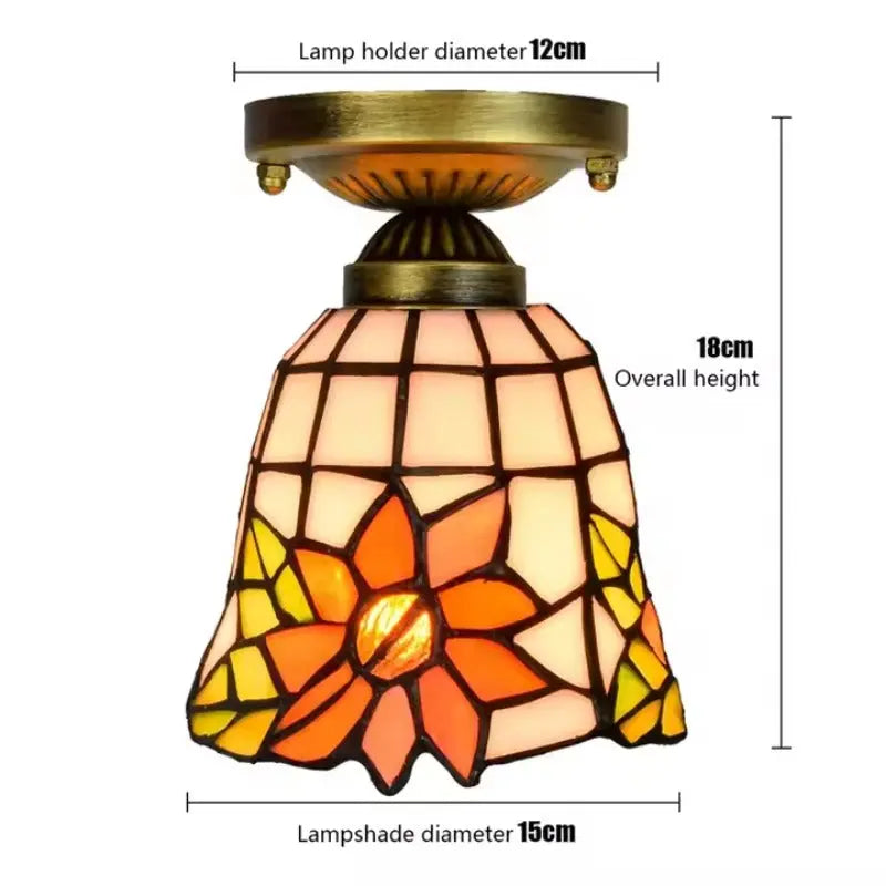 6inch Stained Glass Pastoral Sunflower Tiffany Glass Ceiling Light - CTL