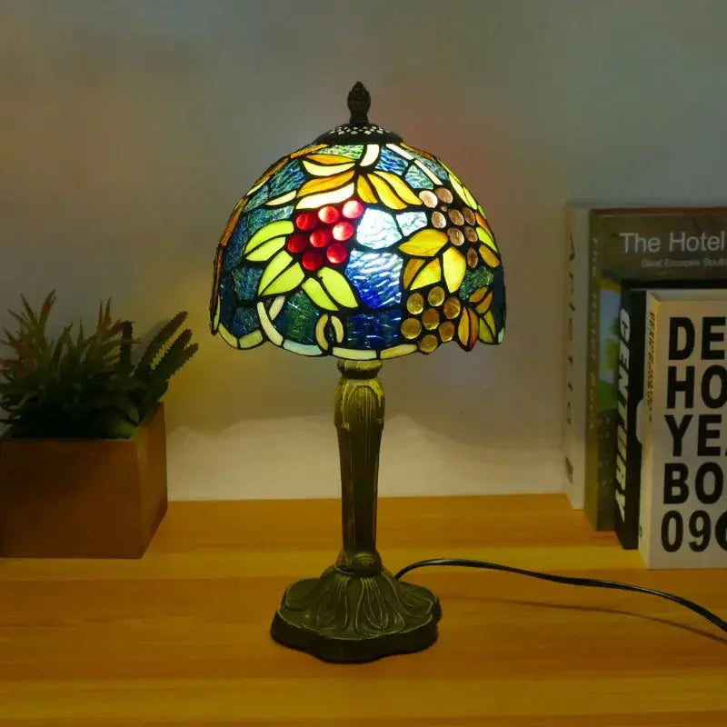 8inch 20cm Accent Small Stained Glass Lotus Floral Lampshade Tiffany Table Lamp - CTL