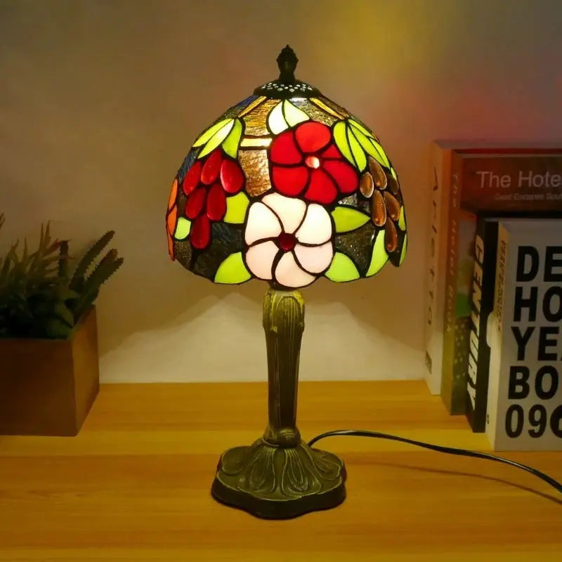 8inch 20cm Accent Small Stained Glass Lotus Floral Lampshade Tiffany Table Lamp - CTL