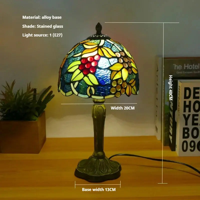 8inch 20cm Accent Small Stained Glass Lotus Floral Lampshade Tiffany Table Lamp - CTL