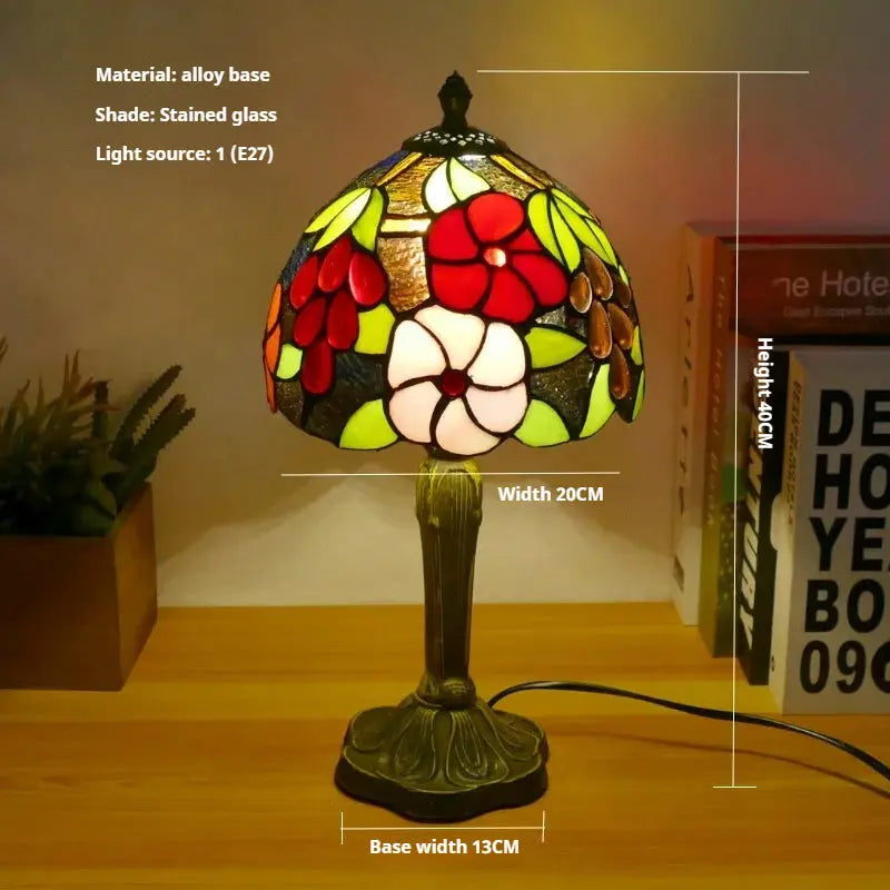 8inch 20cm Accent Small Stained Glass Lotus Floral Lampshade Tiffany Table Lamp - CTL