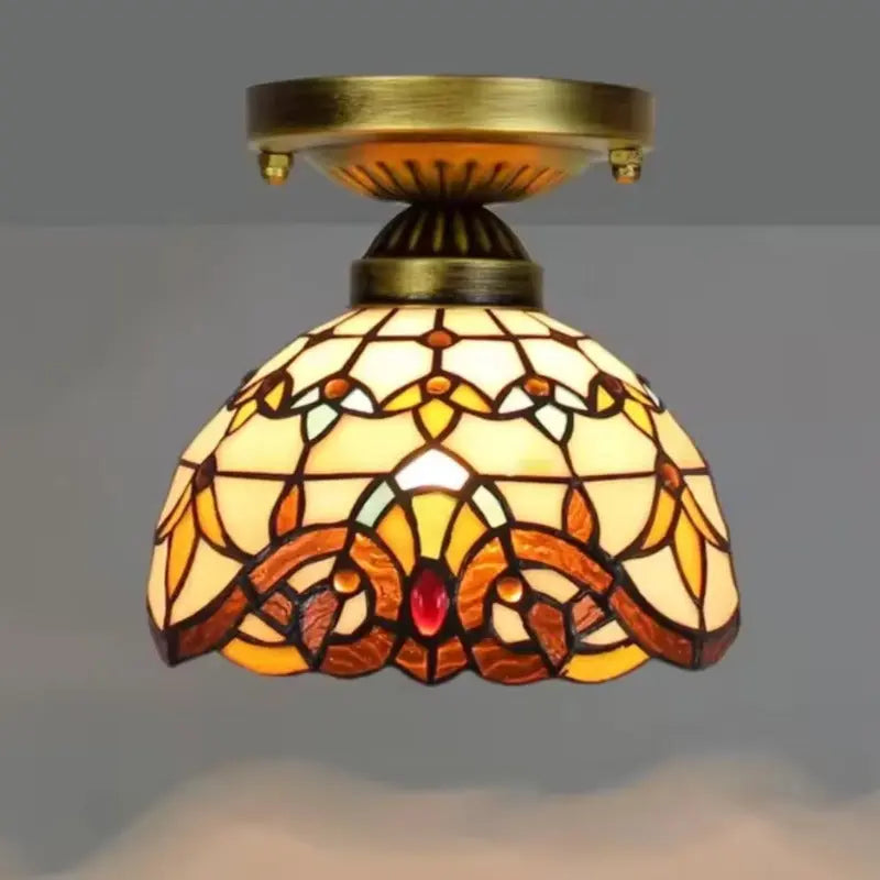 8inch Ceiling Tiffany Lamps Stained Glass Baroque Small Light - CTL