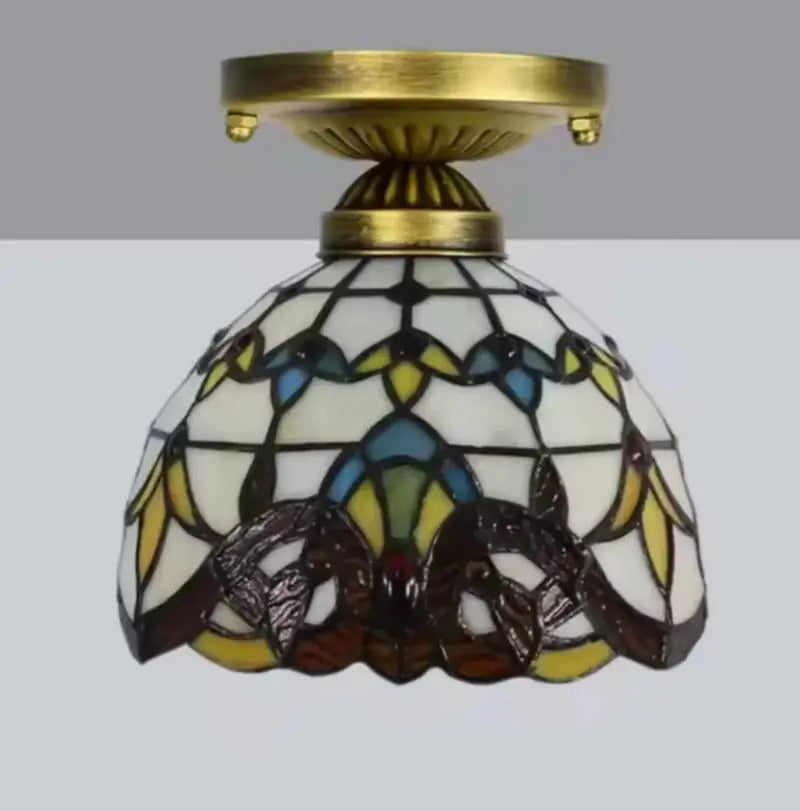 8inch Ceiling Tiffany Lamps Stained Glass Baroque Small Light - CTL