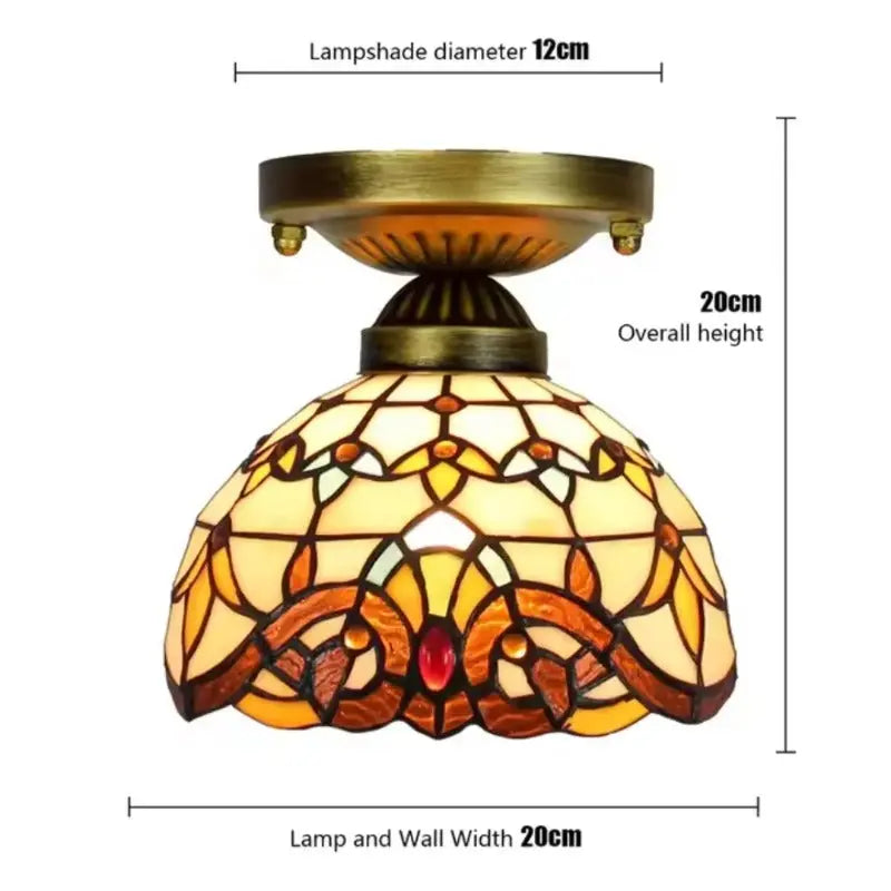 8inch Ceiling Tiffany Lamps Stained Glass Baroque Small Light - CTL