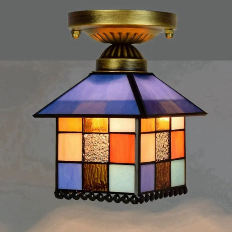 8inch Tiffany Glass Ceiling Light Little House Small Ceiling Lamp - CTL