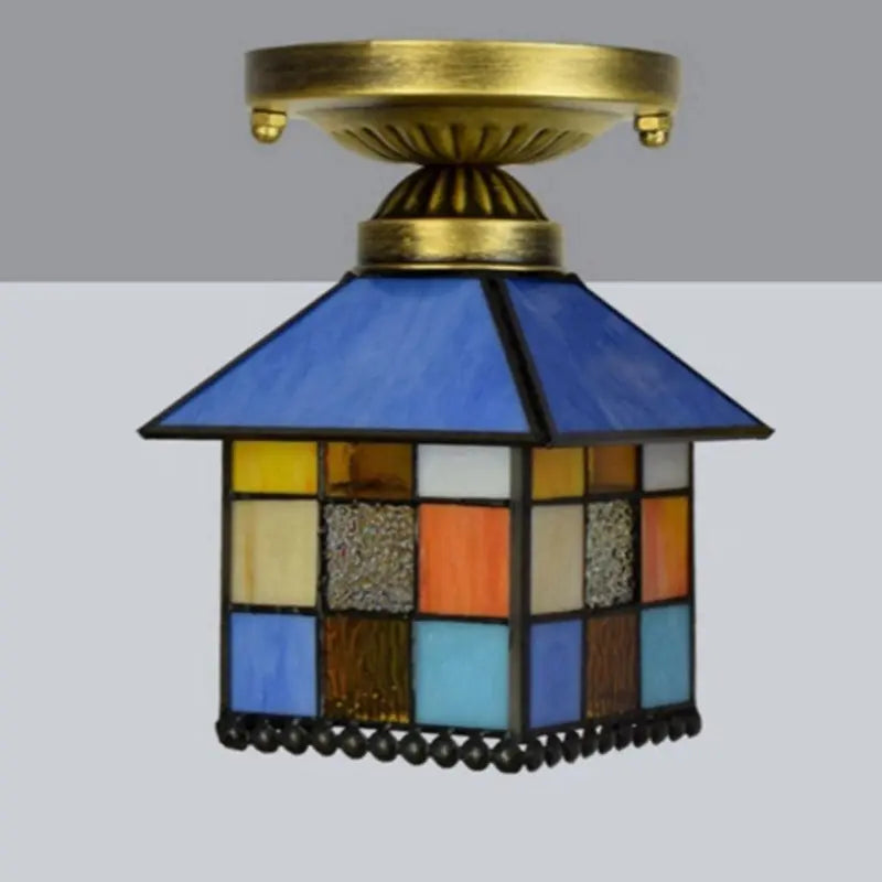 8inch Tiffany Glass Ceiling Light Little House Small Ceiling Lamp - CTL