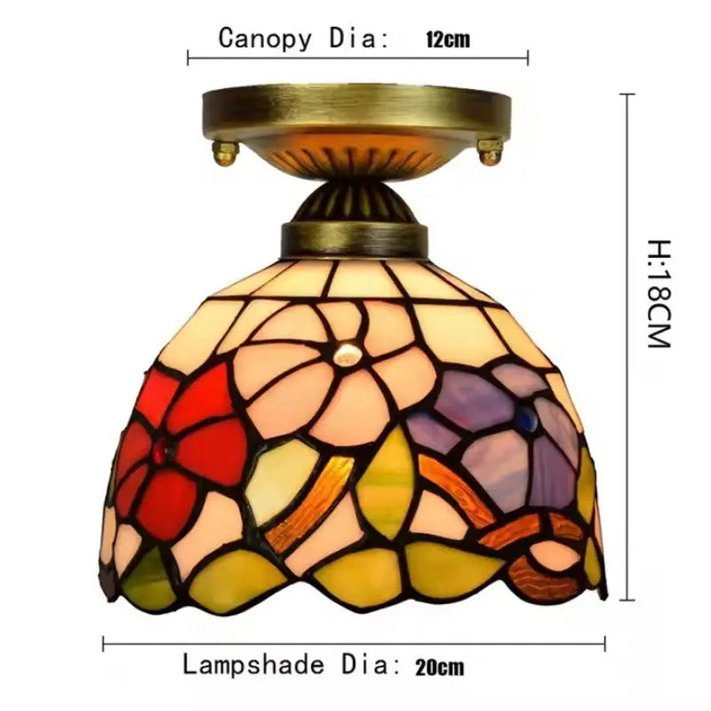 8inch Tiffany Glass Ceiling Light Stained Glass Morning Glory Small Lamp - CTL