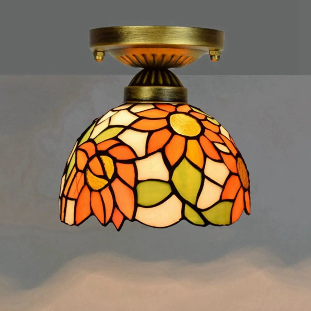 8inch Ceiling Tiffany Lamps Stained Glass Sunflower Small Light - CTL