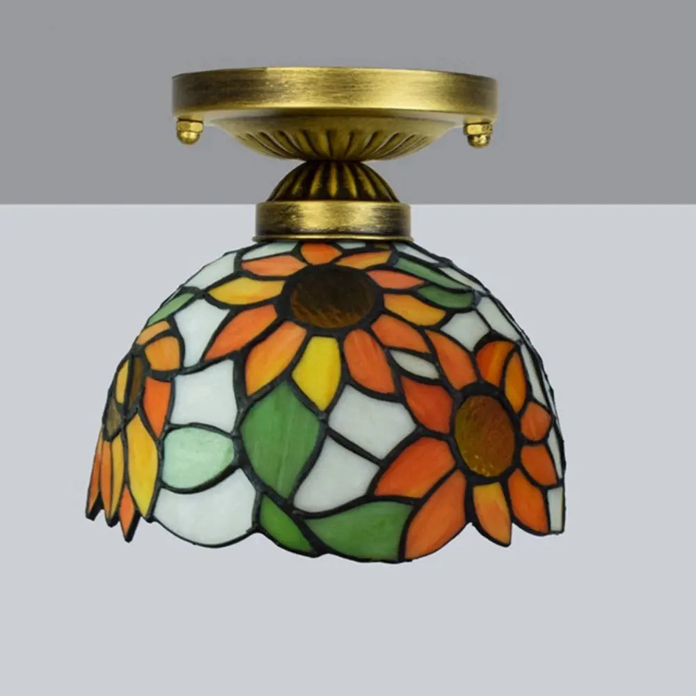 8inch Ceiling Tiffany Lamps Stained Glass Sunflower Small Light - CTL