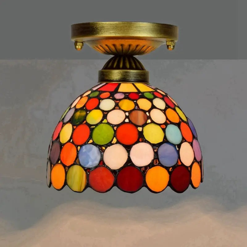 8inch Stained Glass Bohemia Lampshade Small Tiffany Glass Ceiling Light - CTL