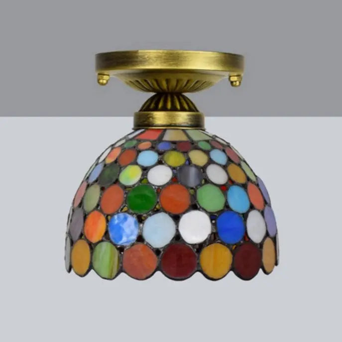 8inch Stained Glass Bohemia Lampshade Small Tiffany Glass Ceiling Light - CTL