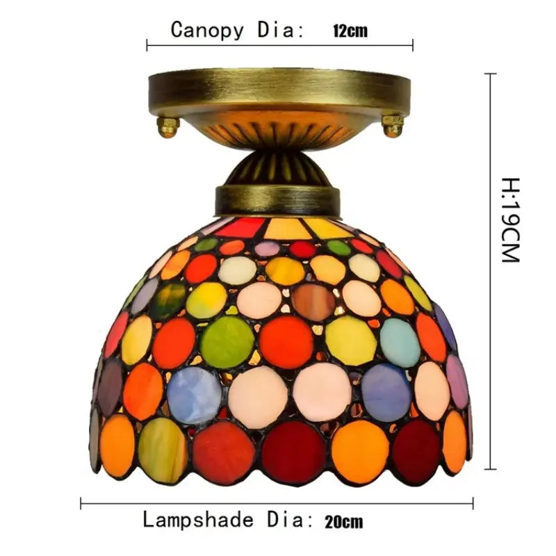 8inch Stained Glass Bohemia Lampshade Small Tiffany Glass Ceiling Light - CTL