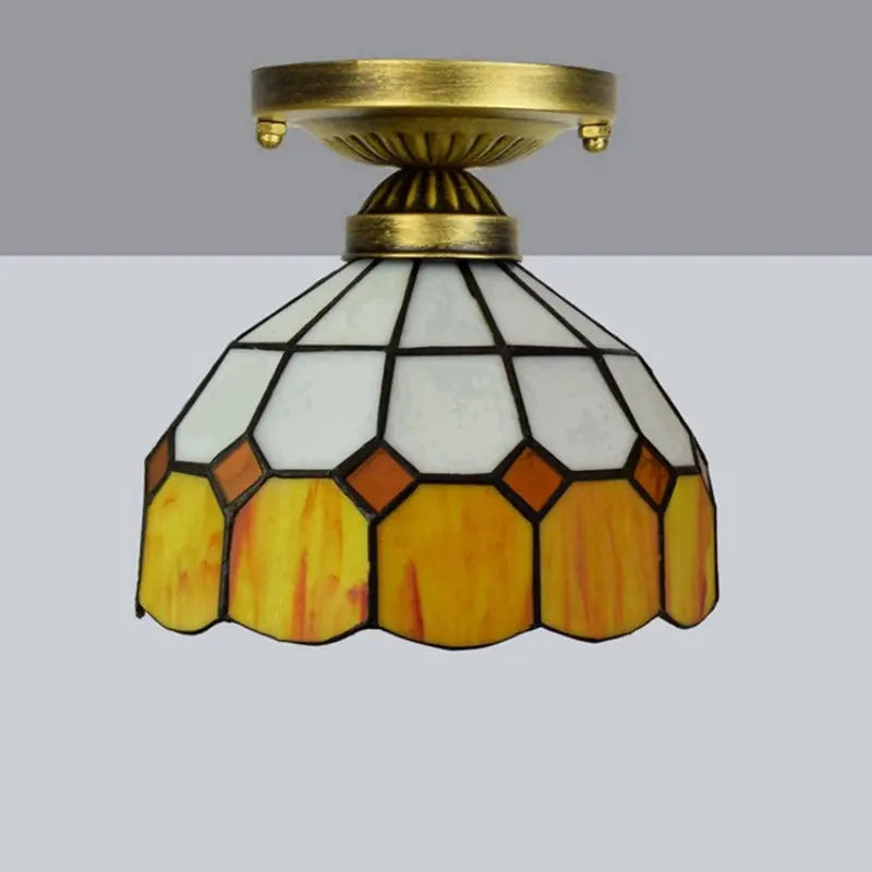 8inch Tiffany Glass Ceiling Light Stained Glass Orange Small Ceiling Lamp - CTL