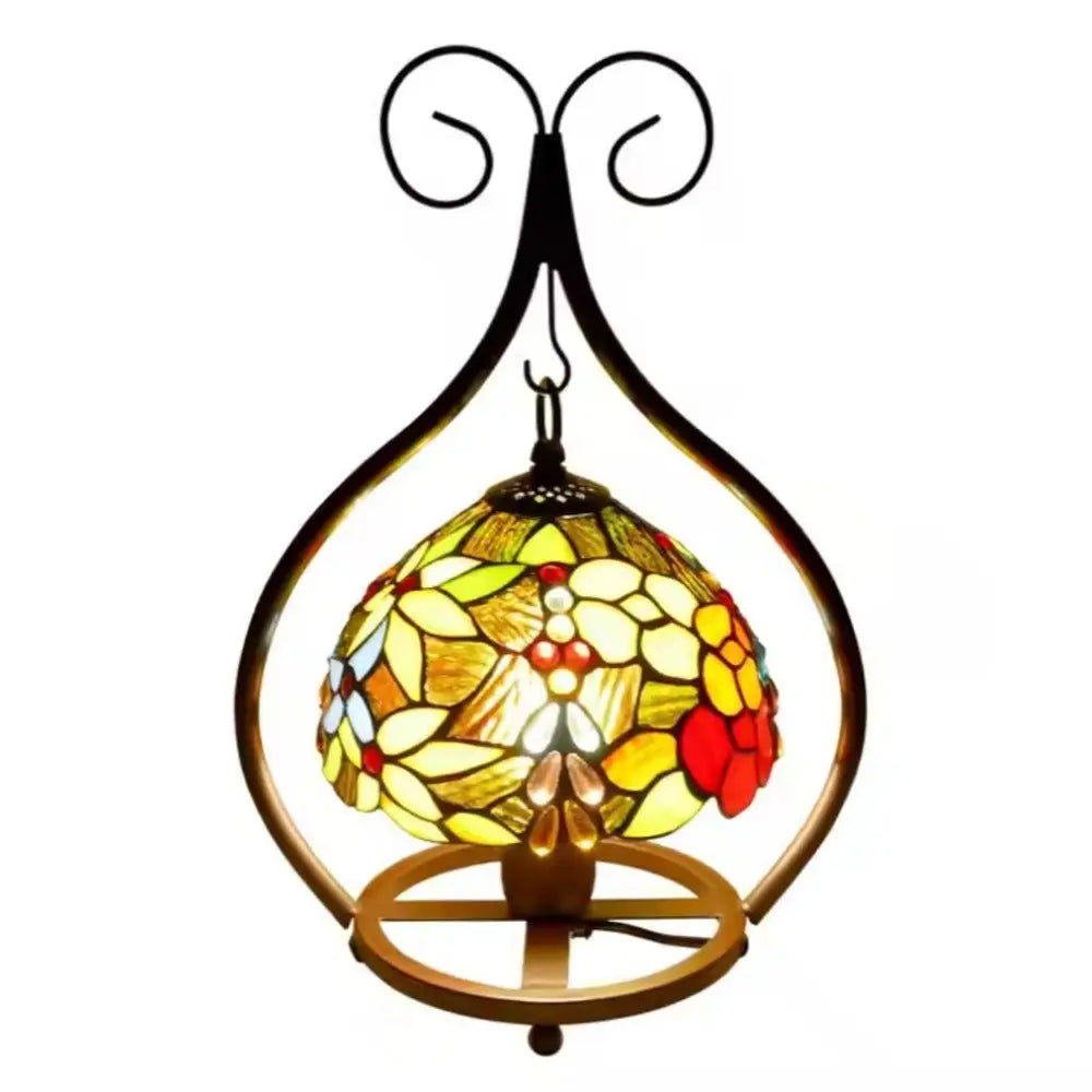 8inch 20cm Handmade Stained Glass Heart-shaped Art Pastoral Lampshade Tiffany Table Lamps - CTL