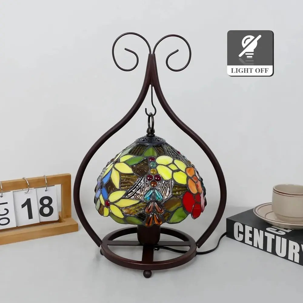 8inch 20cm Handmade Stained Glass Heart-shaped Art Pastoral Lampshade Tiffany Table Lamps - CTL