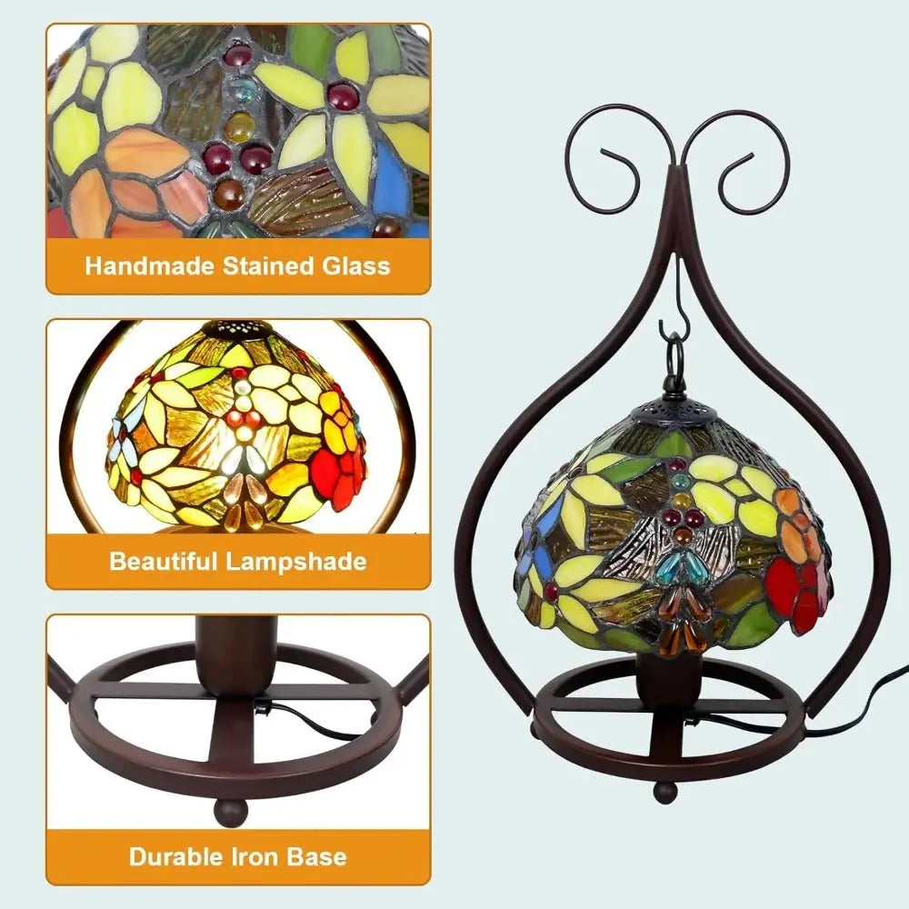 8inch 20cm Handmade Stained Glass Heart-shaped Art Pastoral Lampshade Tiffany Table Lamps - CTL