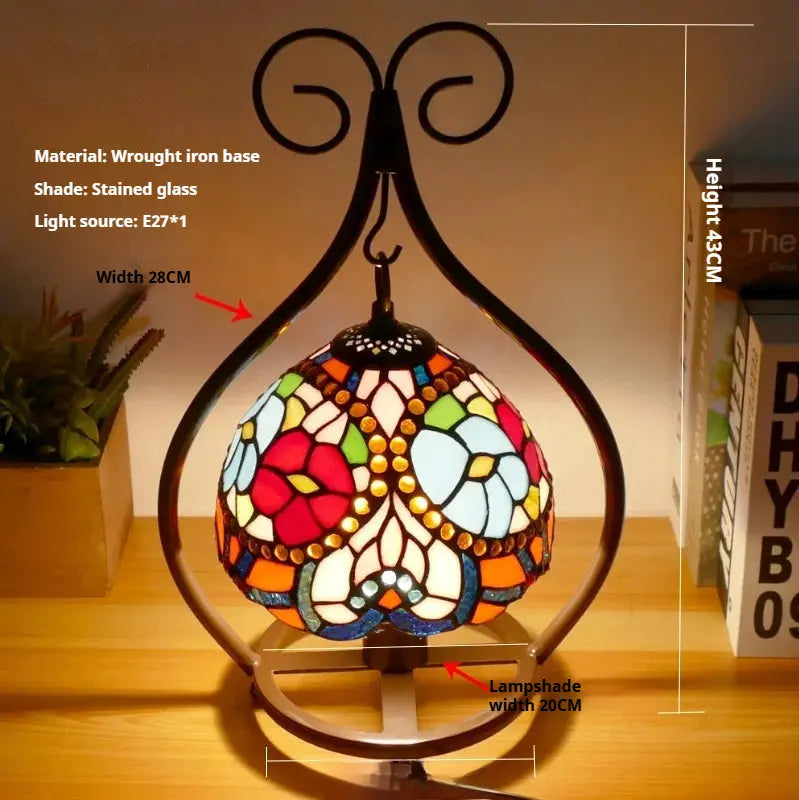 8inch 20cm Handmade Stained Glass Heart-shaped Art Pastoral Lampshade Tiffany Table Lamps - CTL