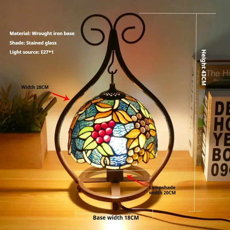 8inch 20cm Handmade Stained Glass Heart-shaped Art Pastoral Lampshade Tiffany Table Lamps - CTL