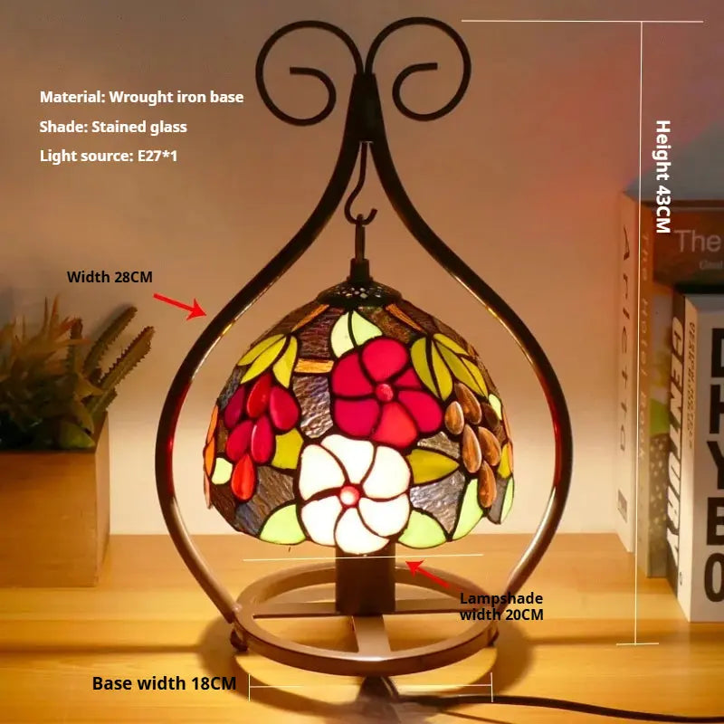 8inch 20cm Handmade Stained Glass Heart-shaped Art Pastoral Lampshade Tiffany Table Lamps - CTL